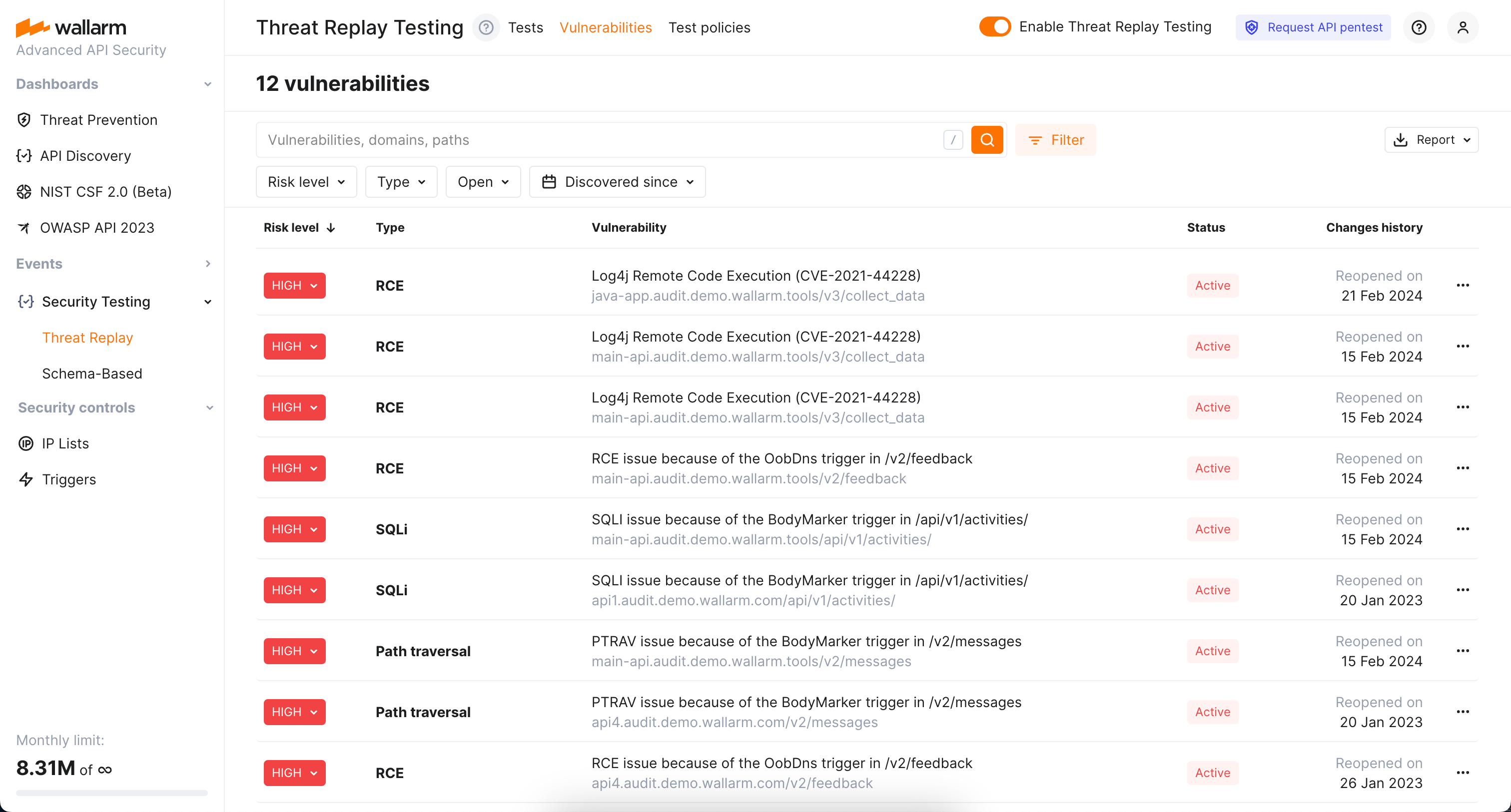 TRT - Vulnerabilities tab